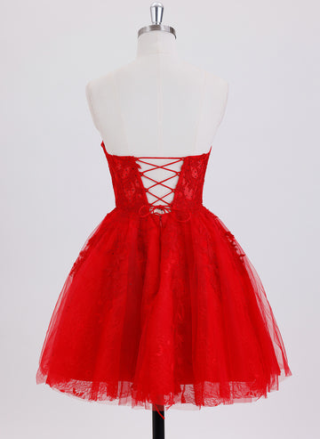 Ball-Gown/Princess Sleeveless Short Tulle Homecoming Dress With Appliques